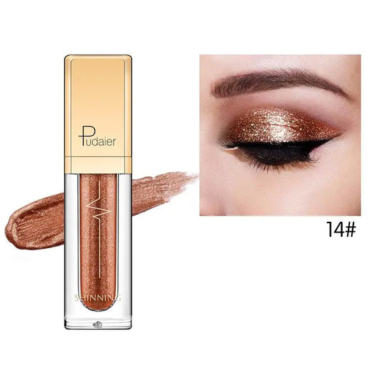 PUDAIER® GLITTER & GLOW LIQUID EYESHADOW - Color #14 Dark Orange Savoy Active