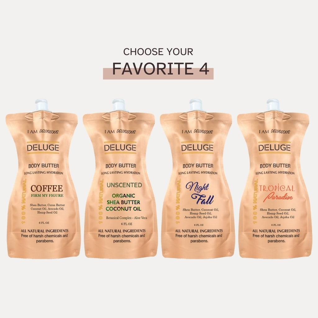 DELUGE CUSTOM BODY BUTTER COLLECTION – Choose Any 4 Scents
