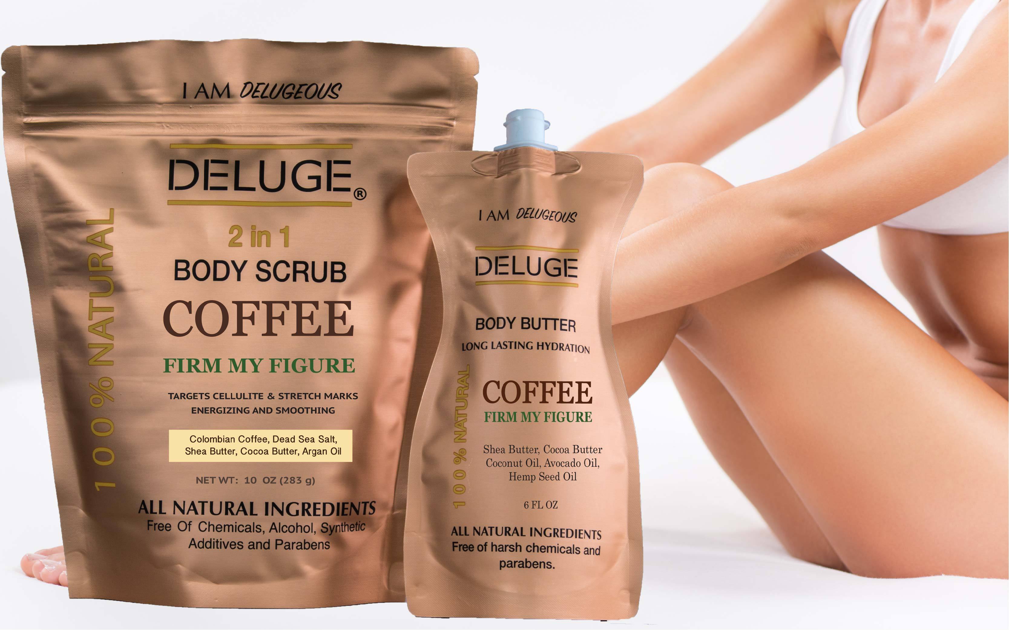 DELUGE COFFEE LOVER’S LUXE DUO – Coffee Scrub &amp; Body Butter Set