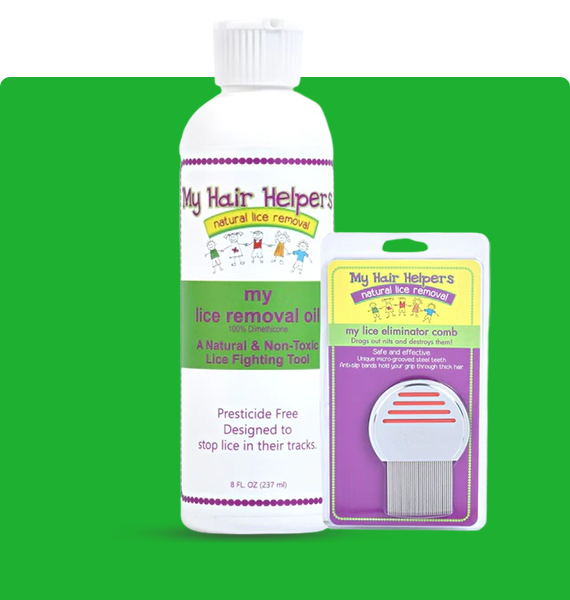 MY HAIR HELPERS NATURAL LICE REMOVAL DIMETHICONE OIL &amp; STAINLESS STEEL COMB KIT — natural lice &amp; nit elimination