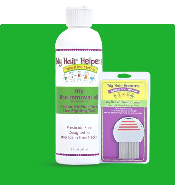 MY HAIR HELPERS NATURAL LICE REMOVAL DIMETHICONE OIL & STAINLESS STEEL COMB KIT — natural lice & nit elimination My Hair Helpers