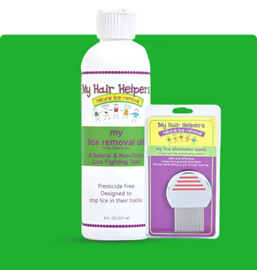 MY HAIR HELPERS NATURAL LICE REMOVAL DIMETHICONE OIL & STAINLESS STEEL COMB KIT — natural lice & nit elimination My Hair Helpers