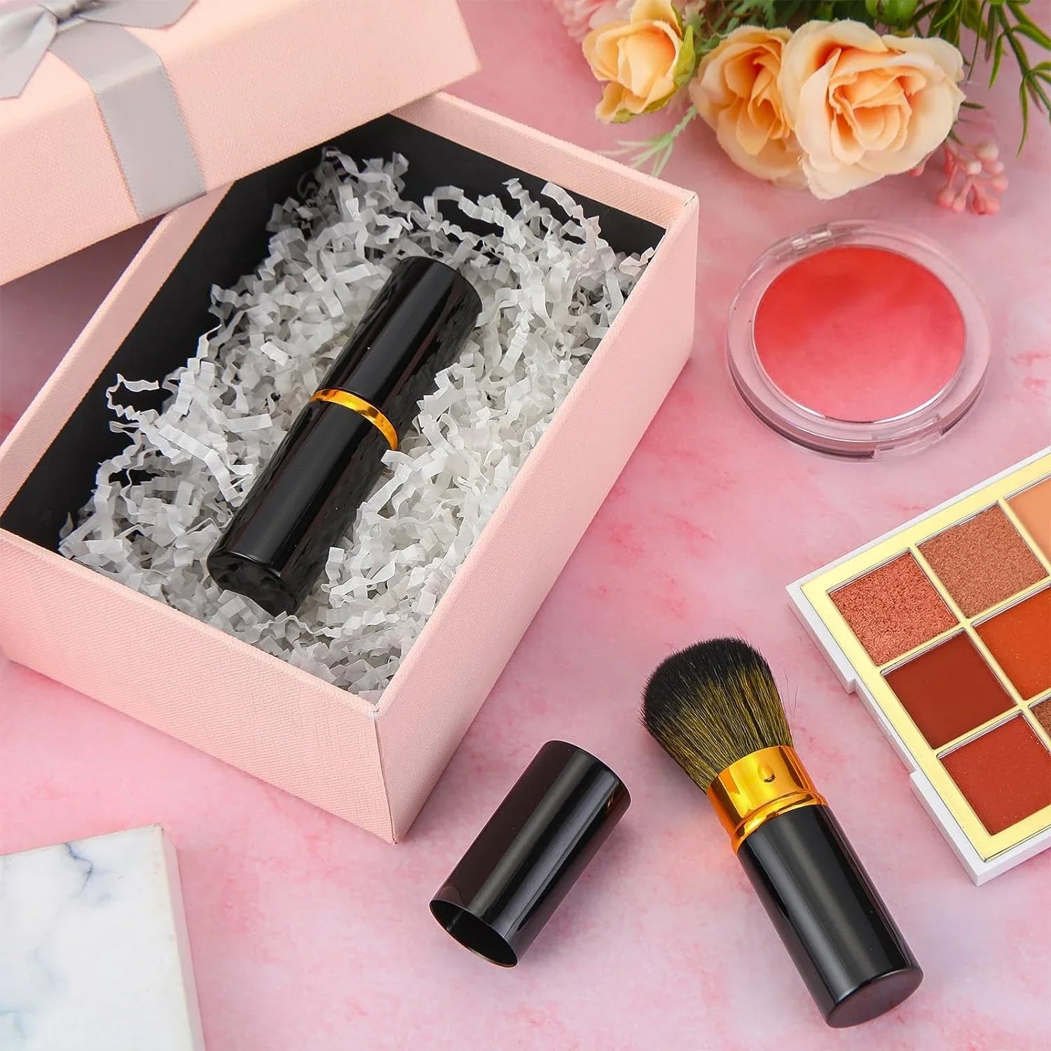 PORTABLE & ESSENTIAL COMPACT RETRACTABLE KABUKI MAKEUP BRUSHES SET