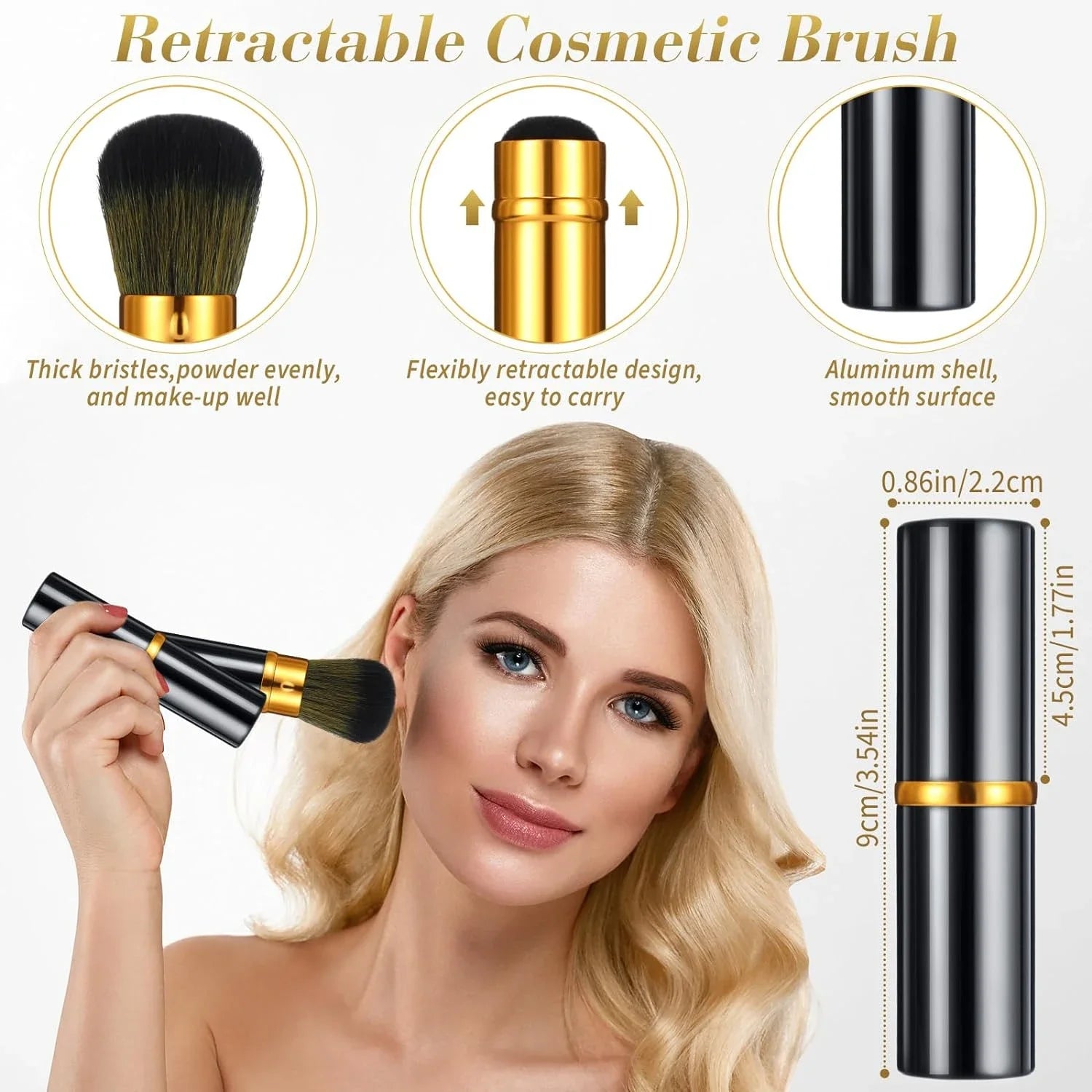 PORTABLE & ESSENTIAL COMPACT RETRACTABLE KABUKI MAKEUP BRUSHES SET