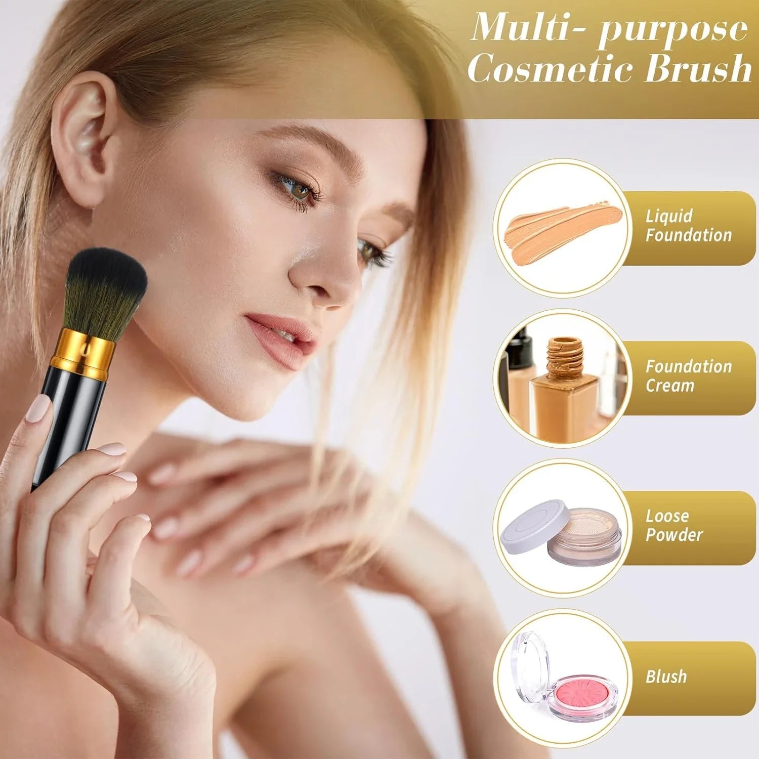 PORTABLE & ESSENTIAL COMPACT RETRACTABLE KABUKI MAKEUP BRUSHES SET