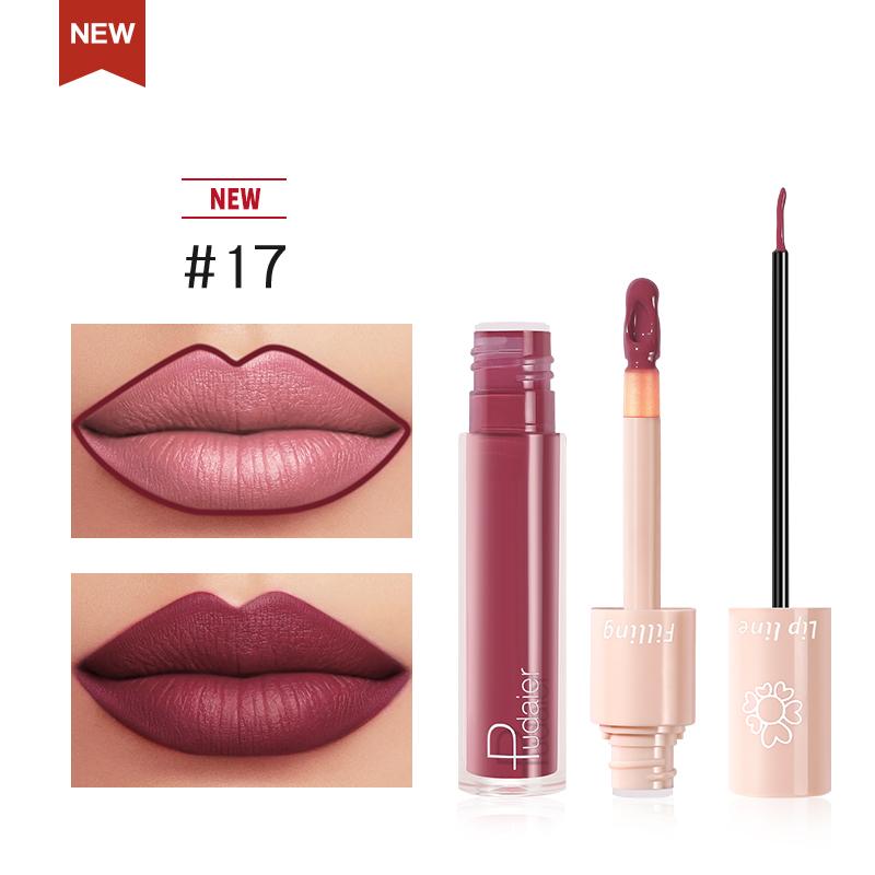 PUDAIER® DUO LIP LINER &amp; MATTE LIQUID LIPSTICK — Color #17 Berry