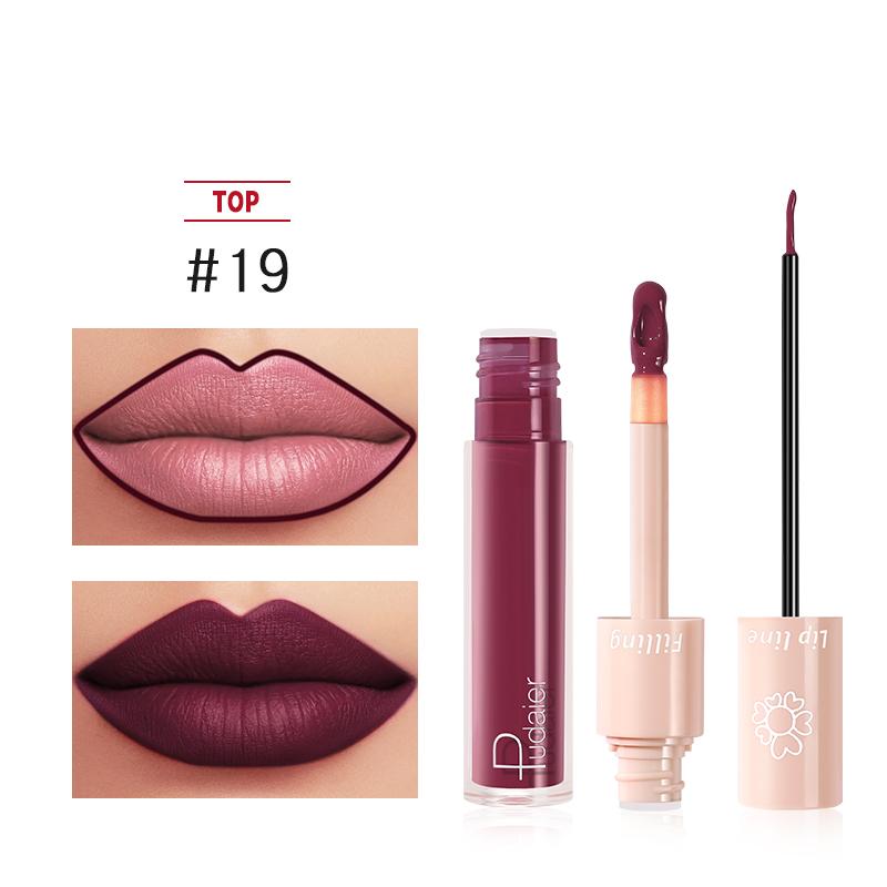 PUDAIER® DUO LIP LINER &amp; MATTE LIQUID LIPSTICK — Color #19 Sangria