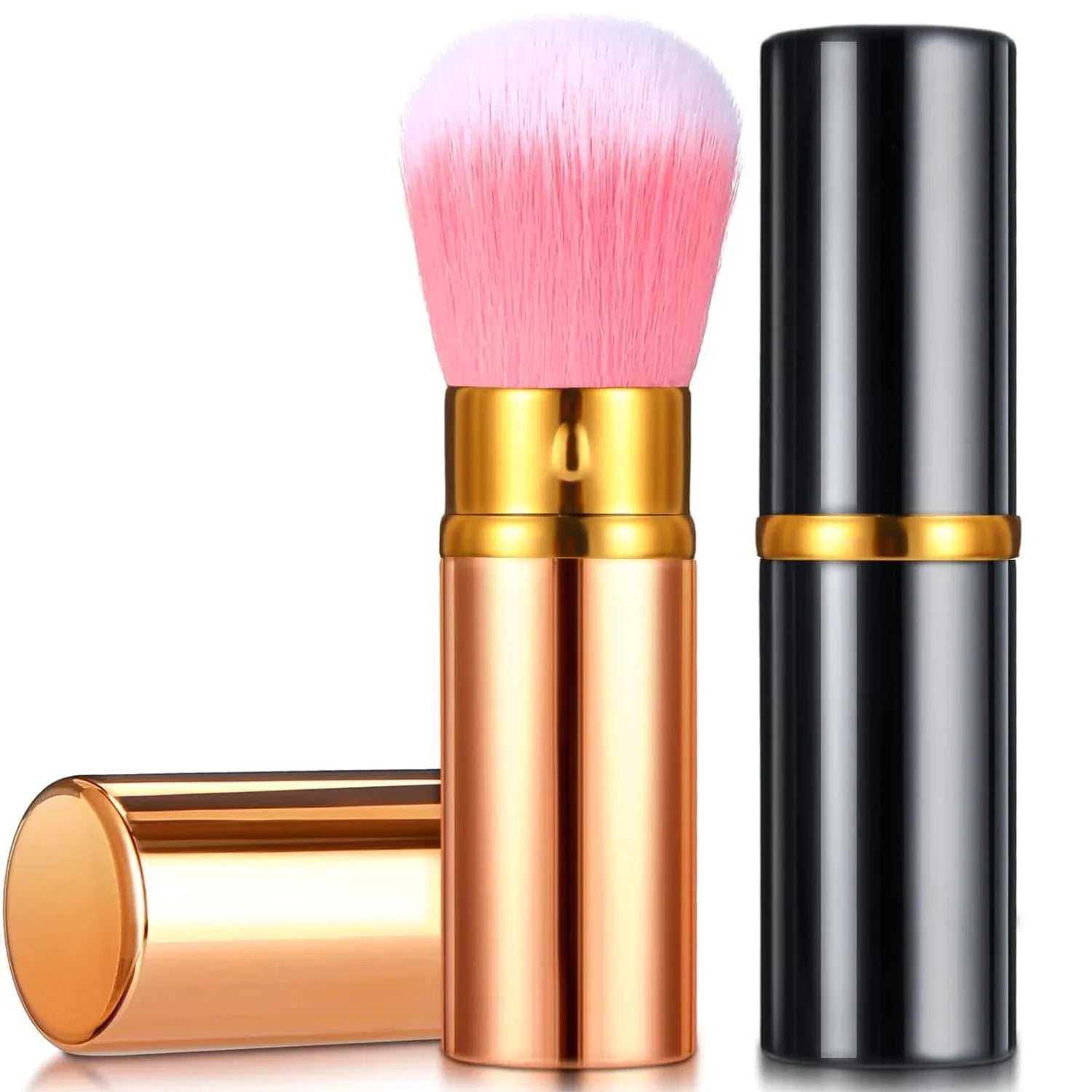 PORTABLE & ESSENTIAL COMPACT RETRACTABLE KABUKI MAKEUP BRUSHES SET