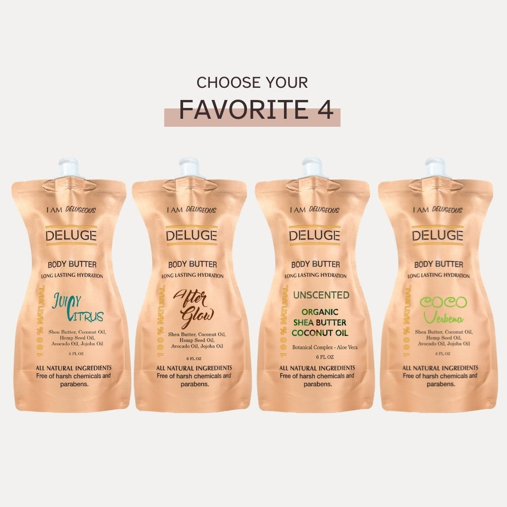 DELUGE CUSTOM BODY BUTTER COLLECTION – Choose Any 4 Scents