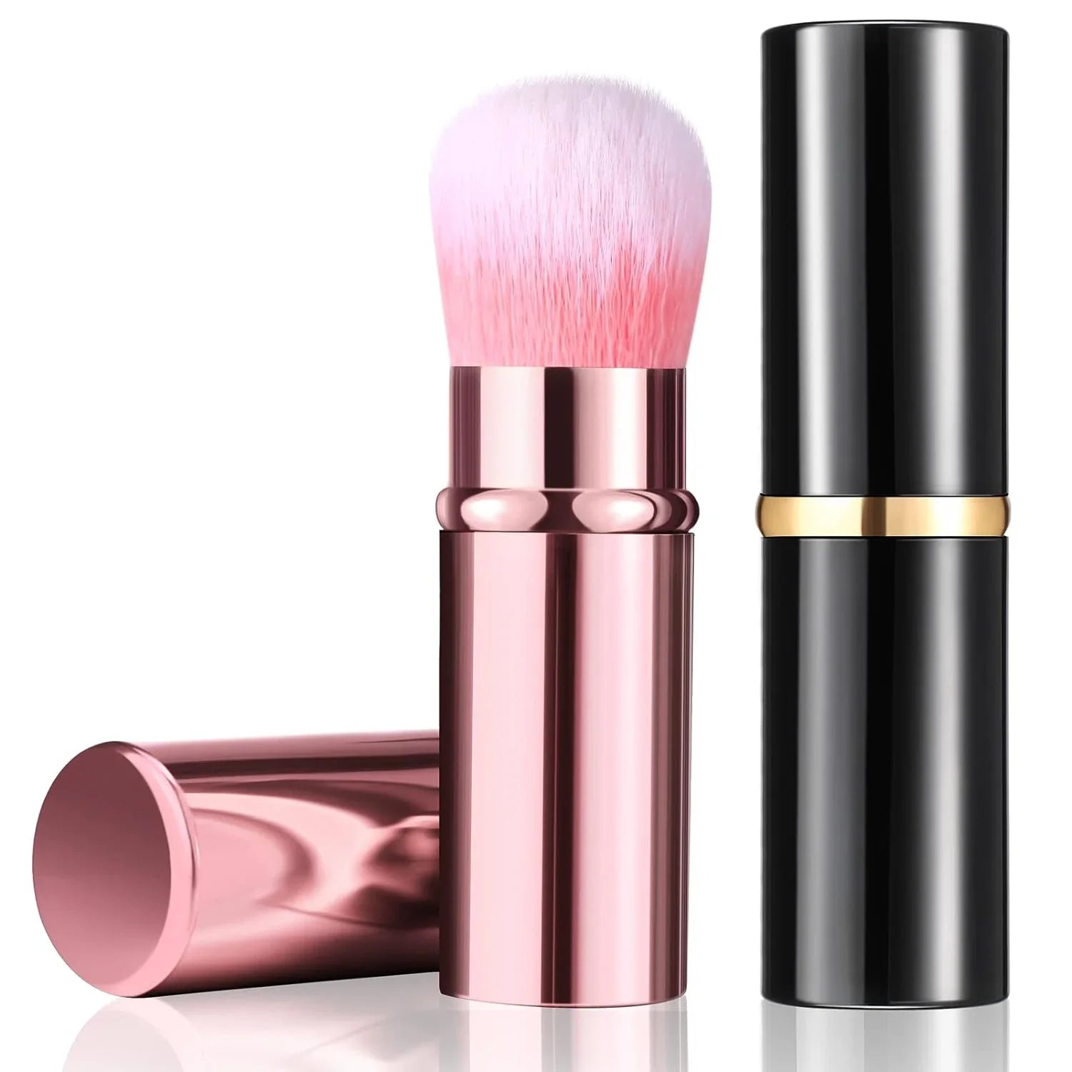 PORTABLE & ESSENTIAL COMPACT RETRACTABLE KABUKI MAKEUP BRUSHES SET