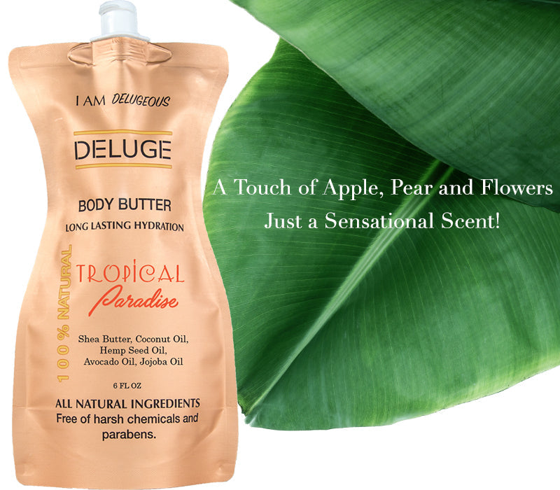 DELUGE TROPICAL PARADISE BODY BUTTER – 100% Natural, Lightweight &amp; Non-Greasy